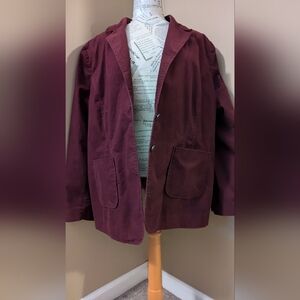 Cranberry Red Avenue Corduroy Blazer Suit Jacket 26/26 NWT
